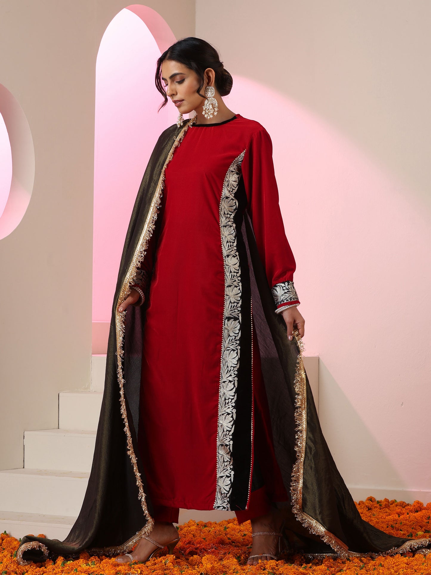 Nishat Red & Black Suit Set