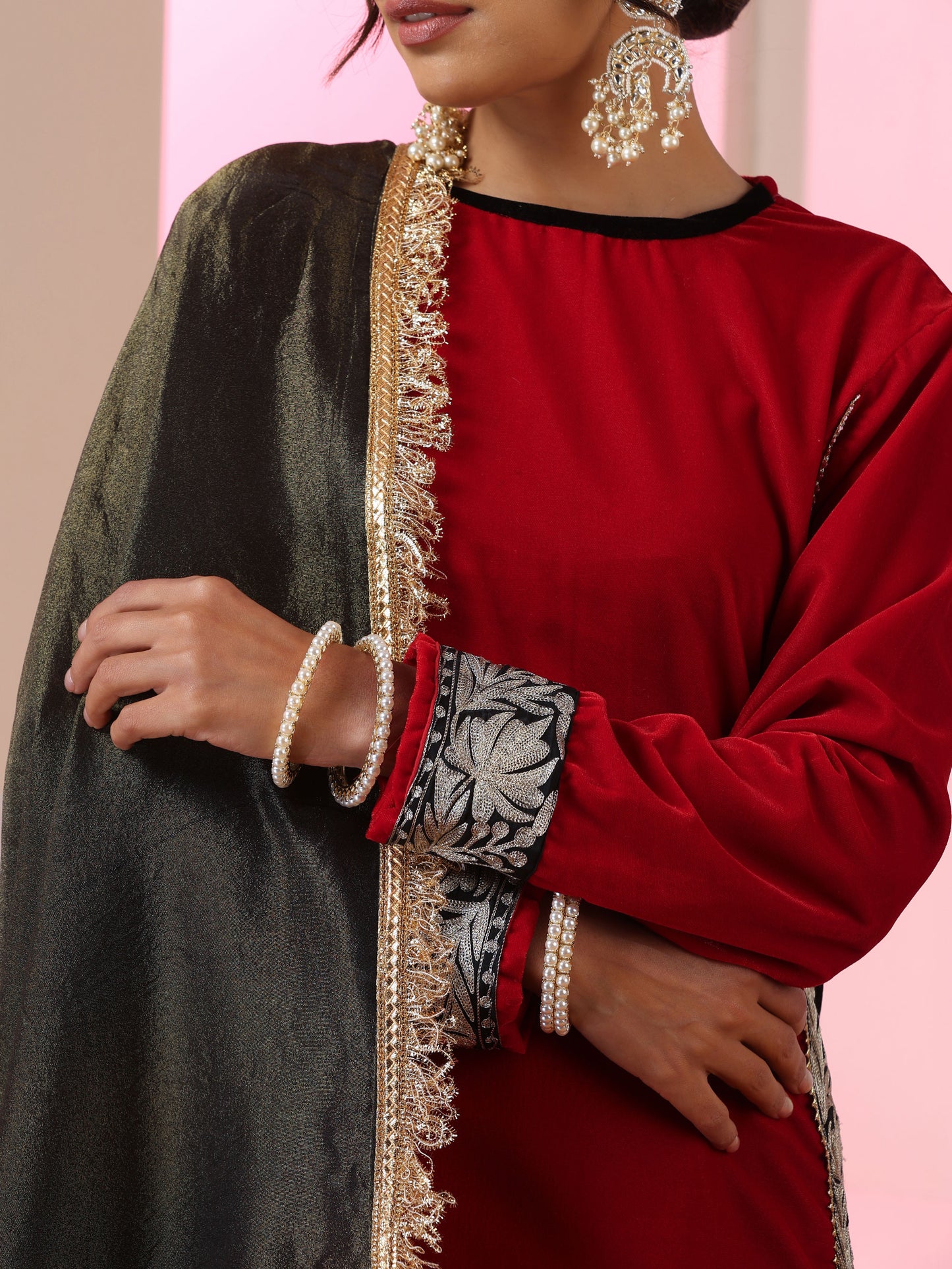 Nishat Red & Black Suit Set