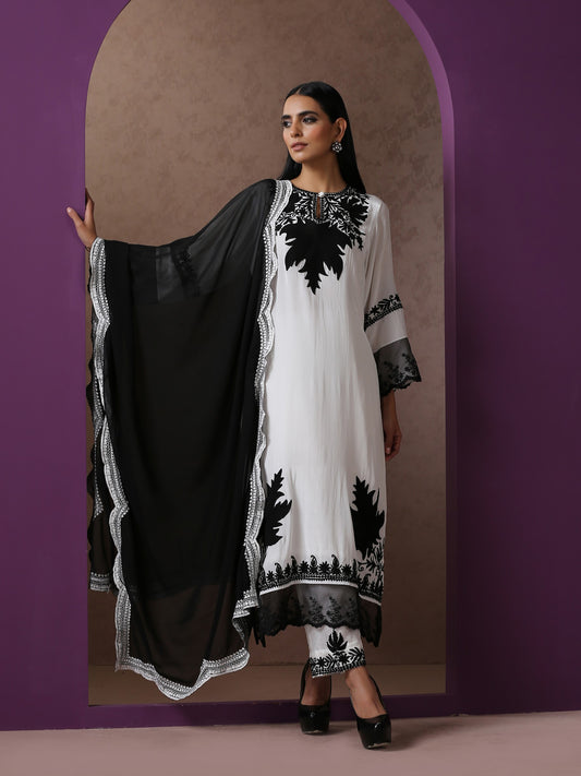 Jashn Chinar Black & White Suit Set