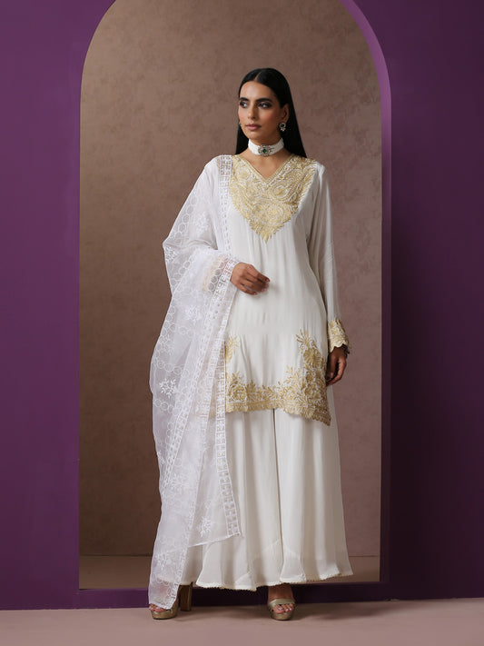 Jashn White Divider Suit Set