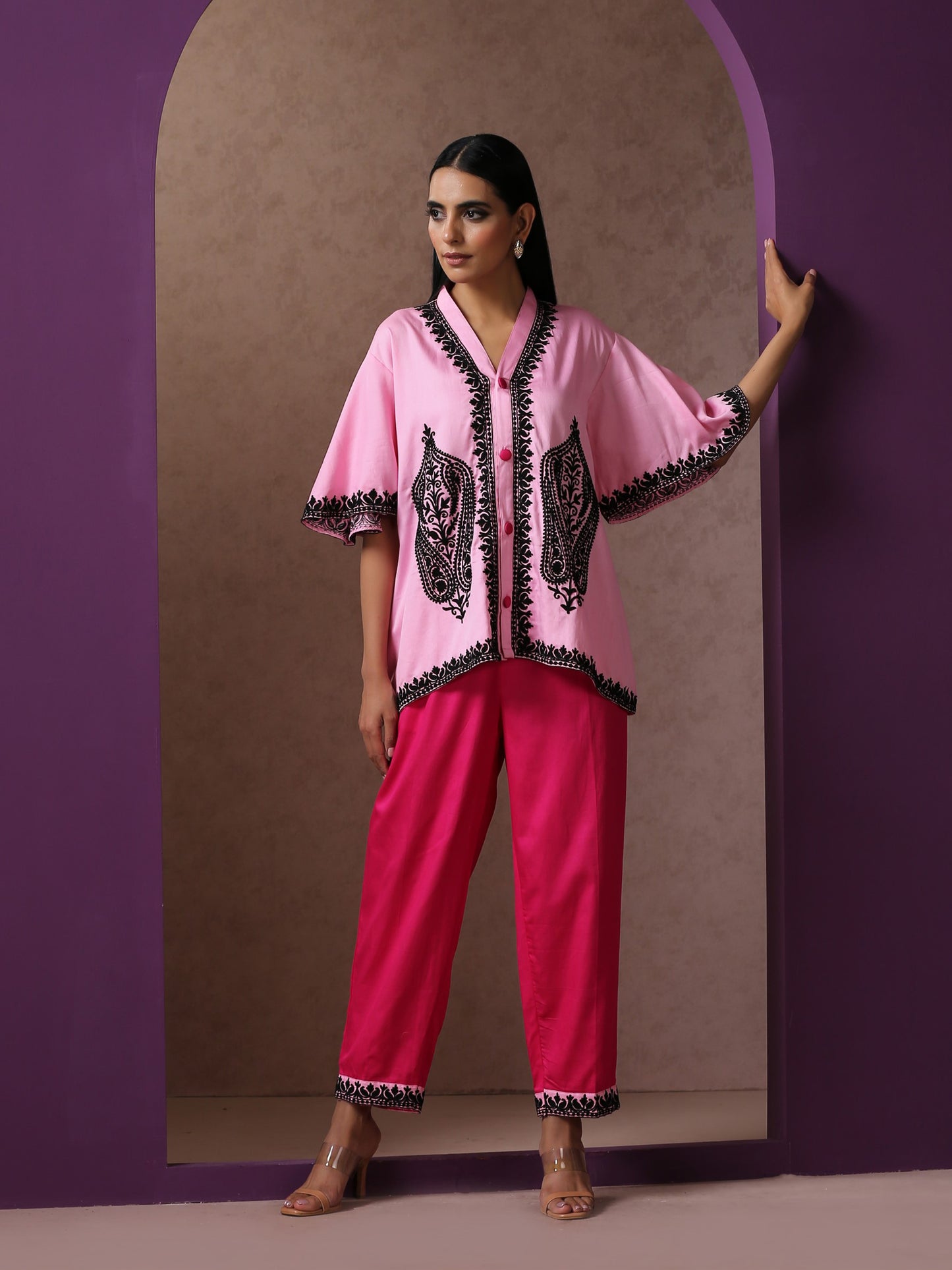 Sabaa Baby Pink & Hot Pink Co-ord Set