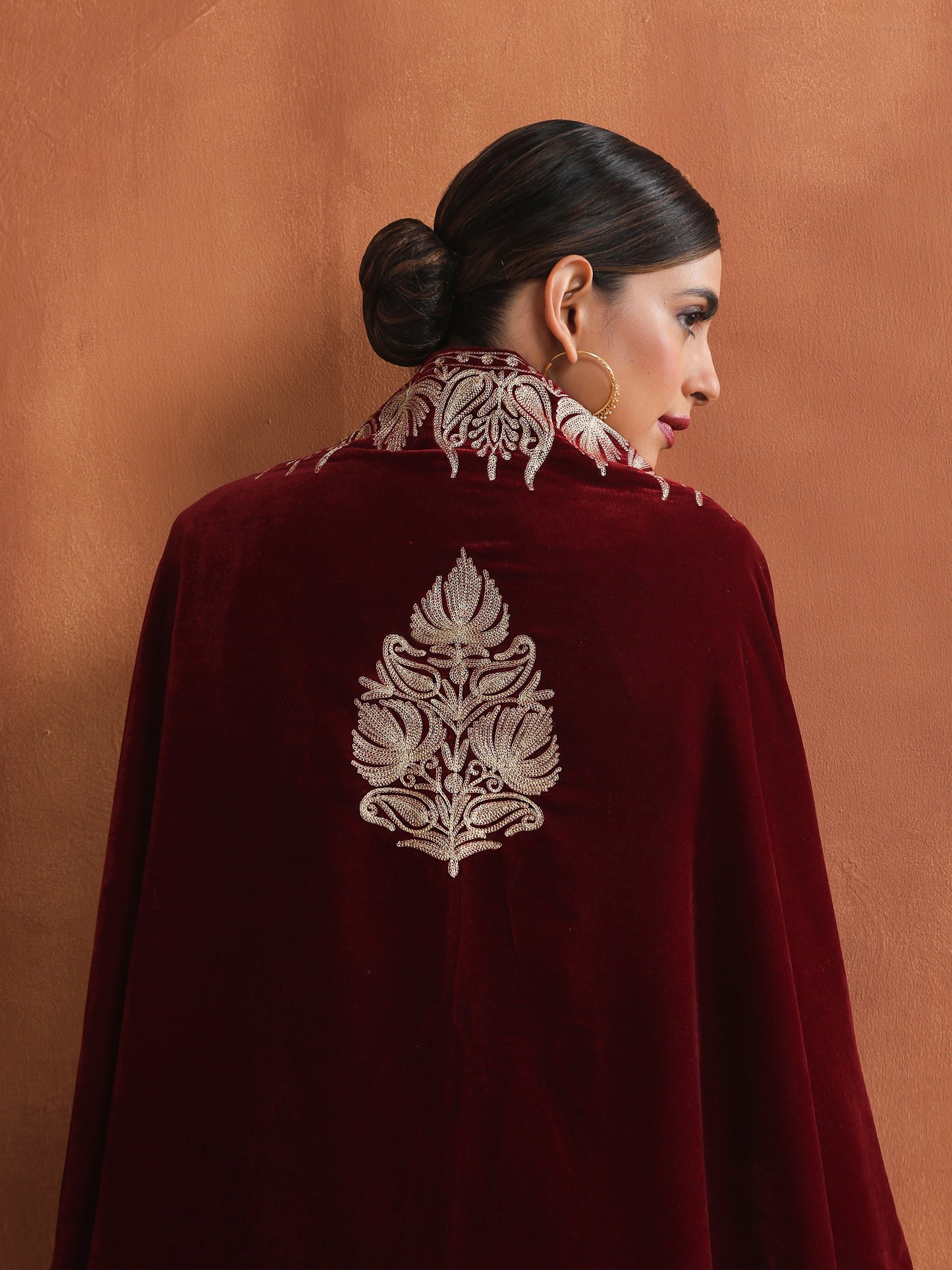 Nishat Maroon & Mustard Cape Set