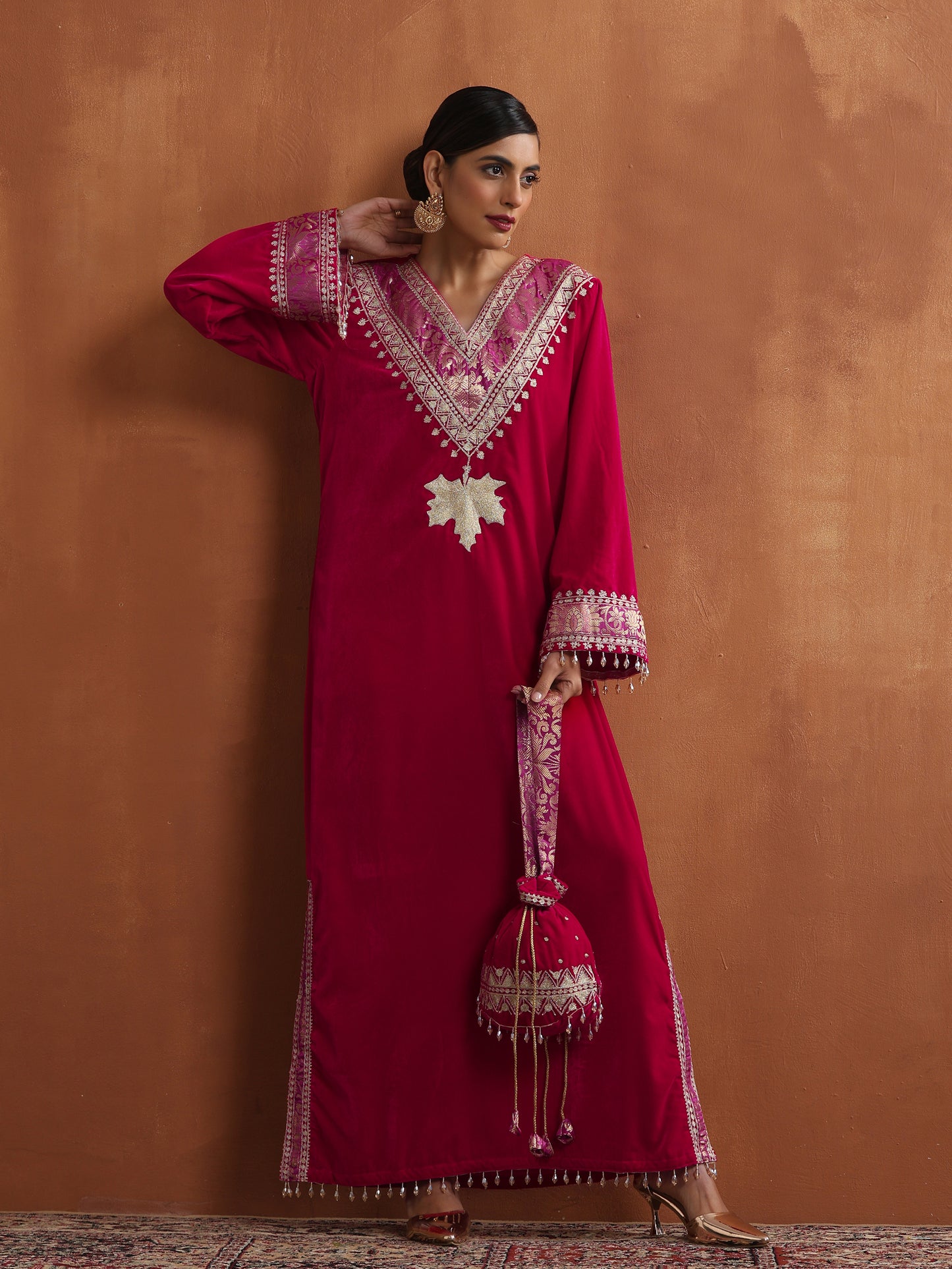 Nishat Hot Pink Kaftan