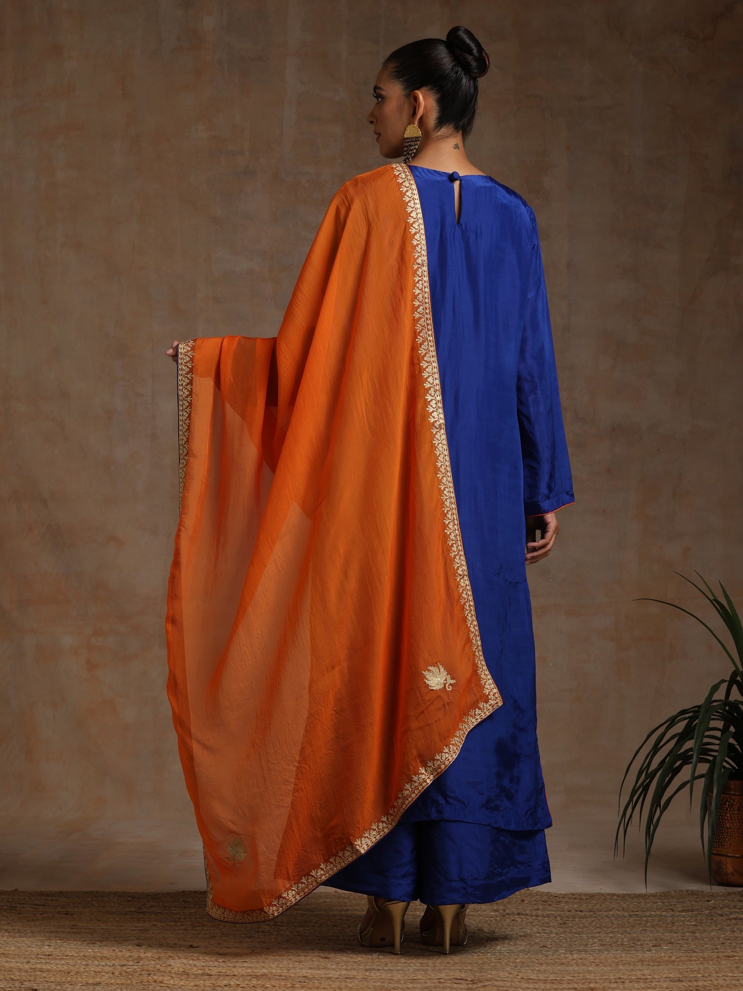 Bandhan Royal Blue with Orange Dupatta Suit Set