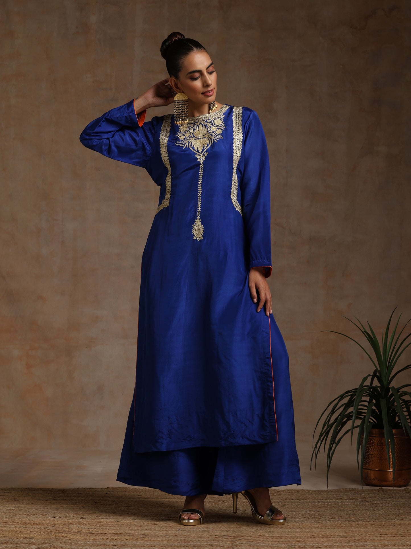 Bandhan Royal Blue with Orange Dupatta Suit Set