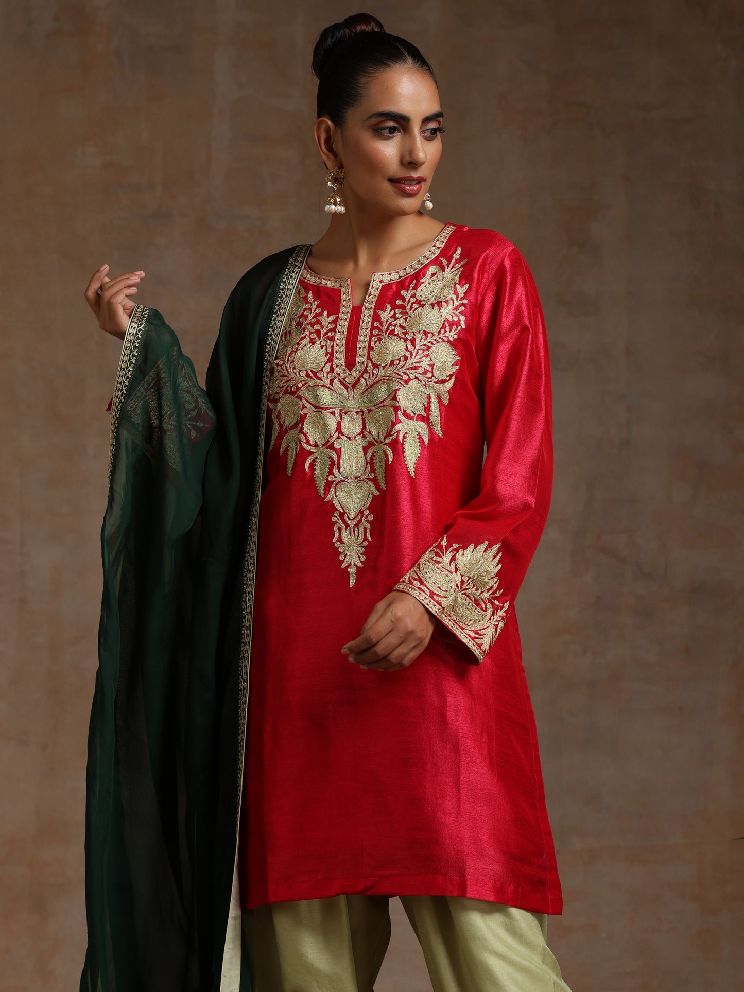 Bandhan Red & Green Suit Set