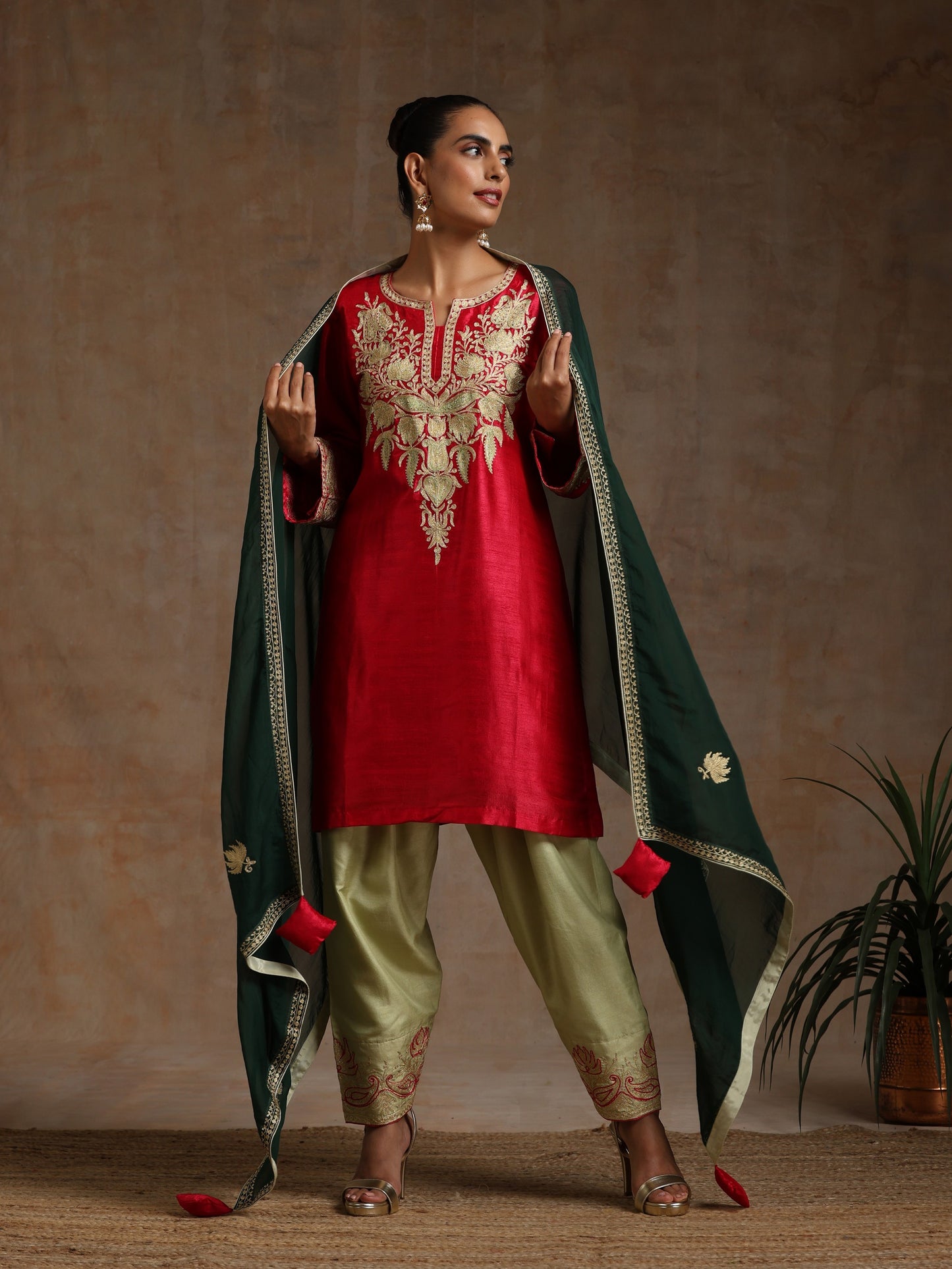 Bandhan Red & Green Suit Set