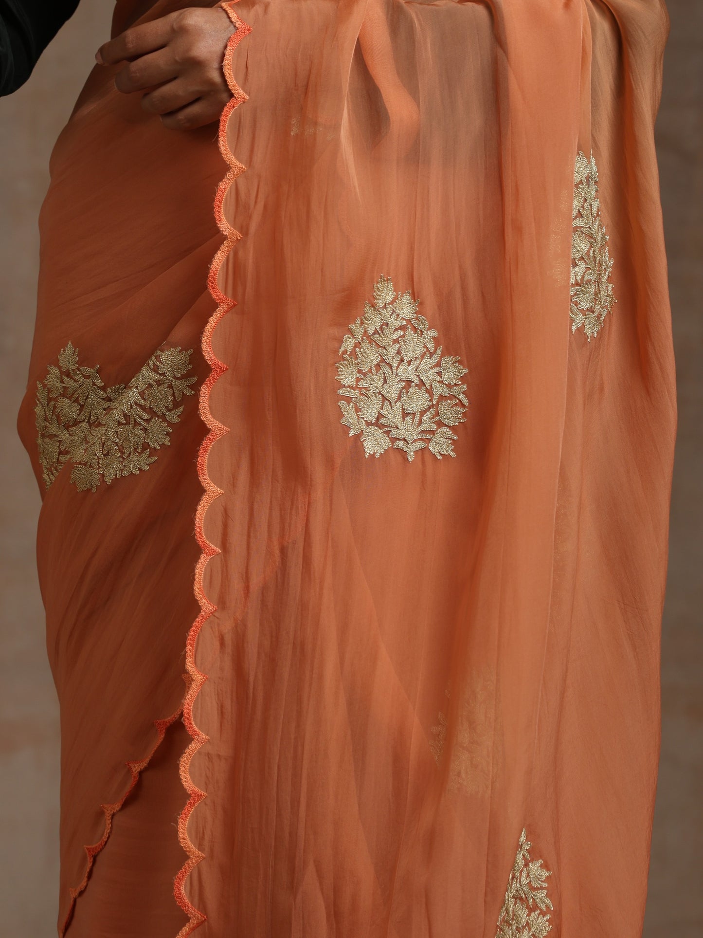 Bandhan Rust Organza Saree