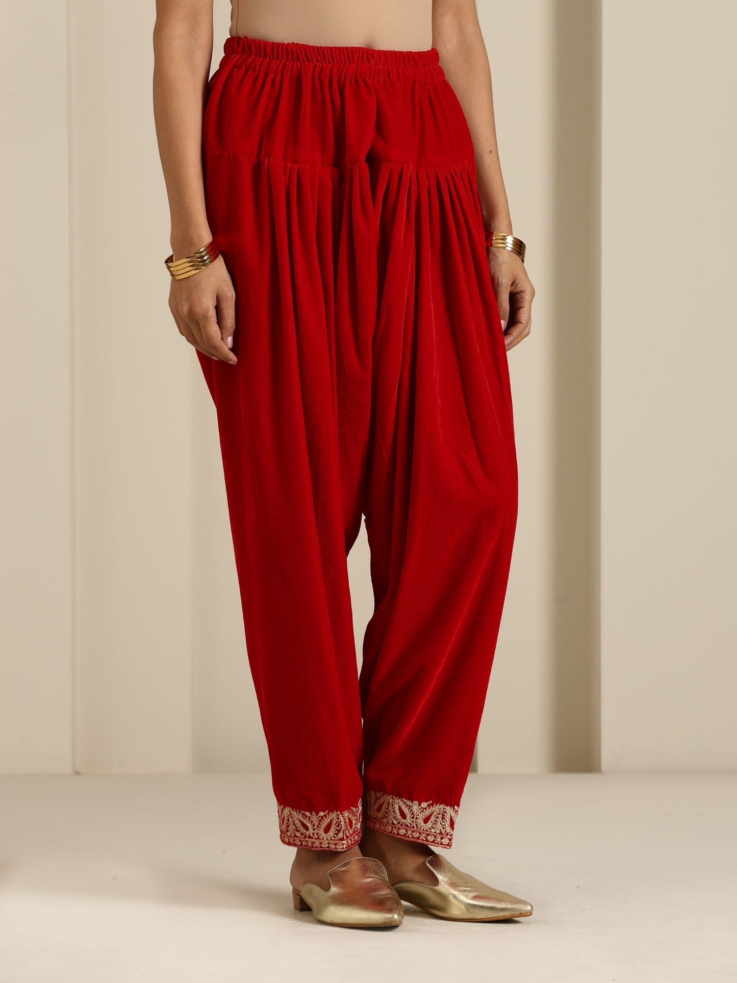 Sheen Red Velvet Salwar Suit Set