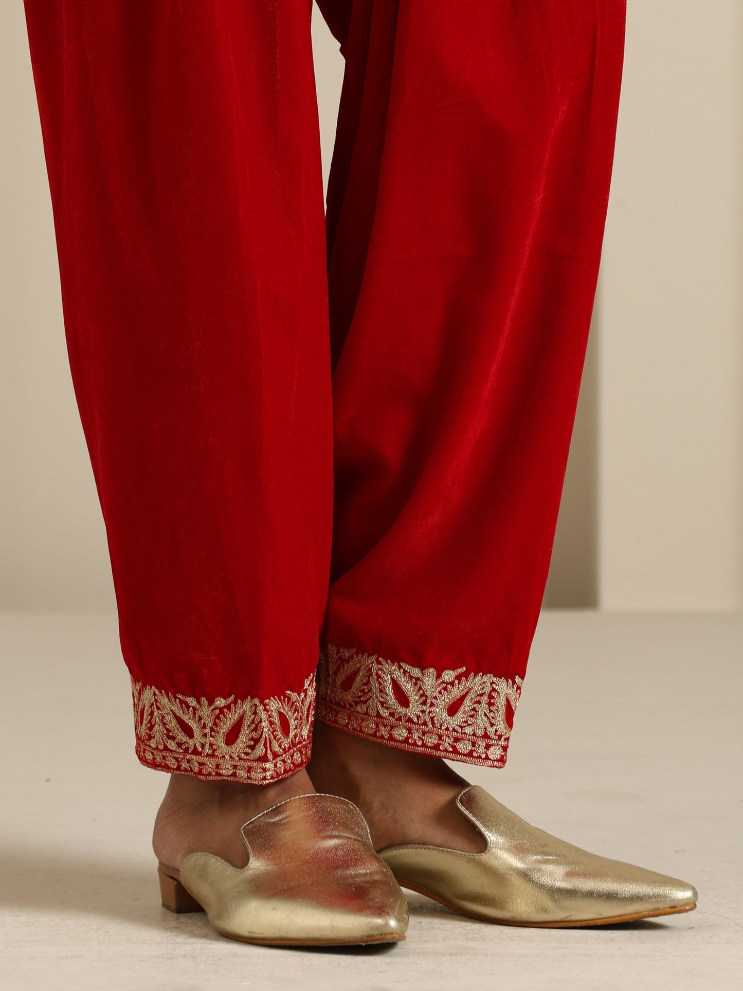 Sheen Red Velvet Salwar Suit Set
