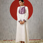 Makhmal White Dress with Purple Cape