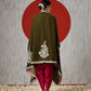 Makhmal Green Cape Dress