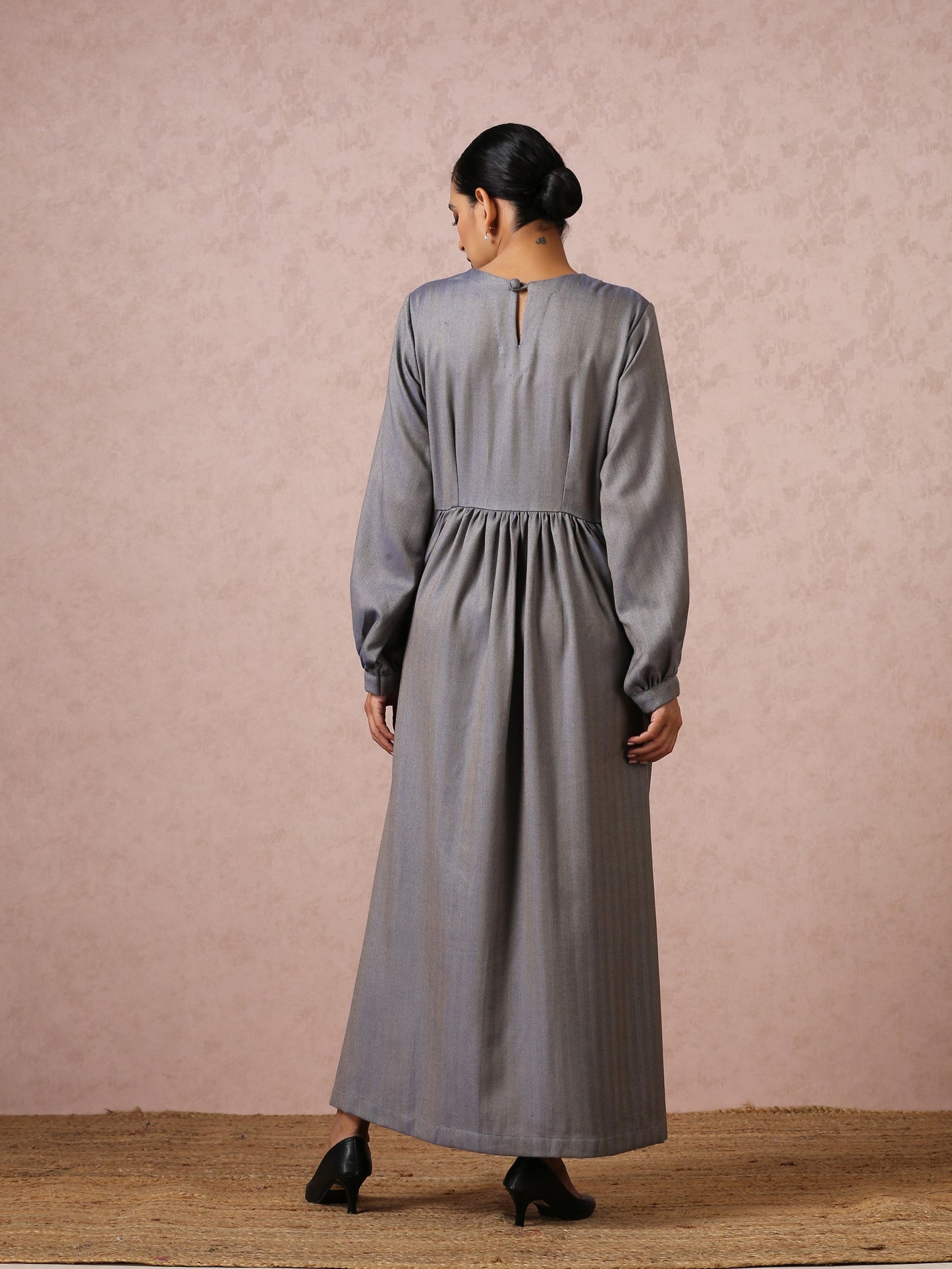 Makhmal Grey Long Dress