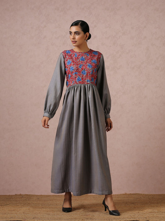 Makhmal Grey Long Dress