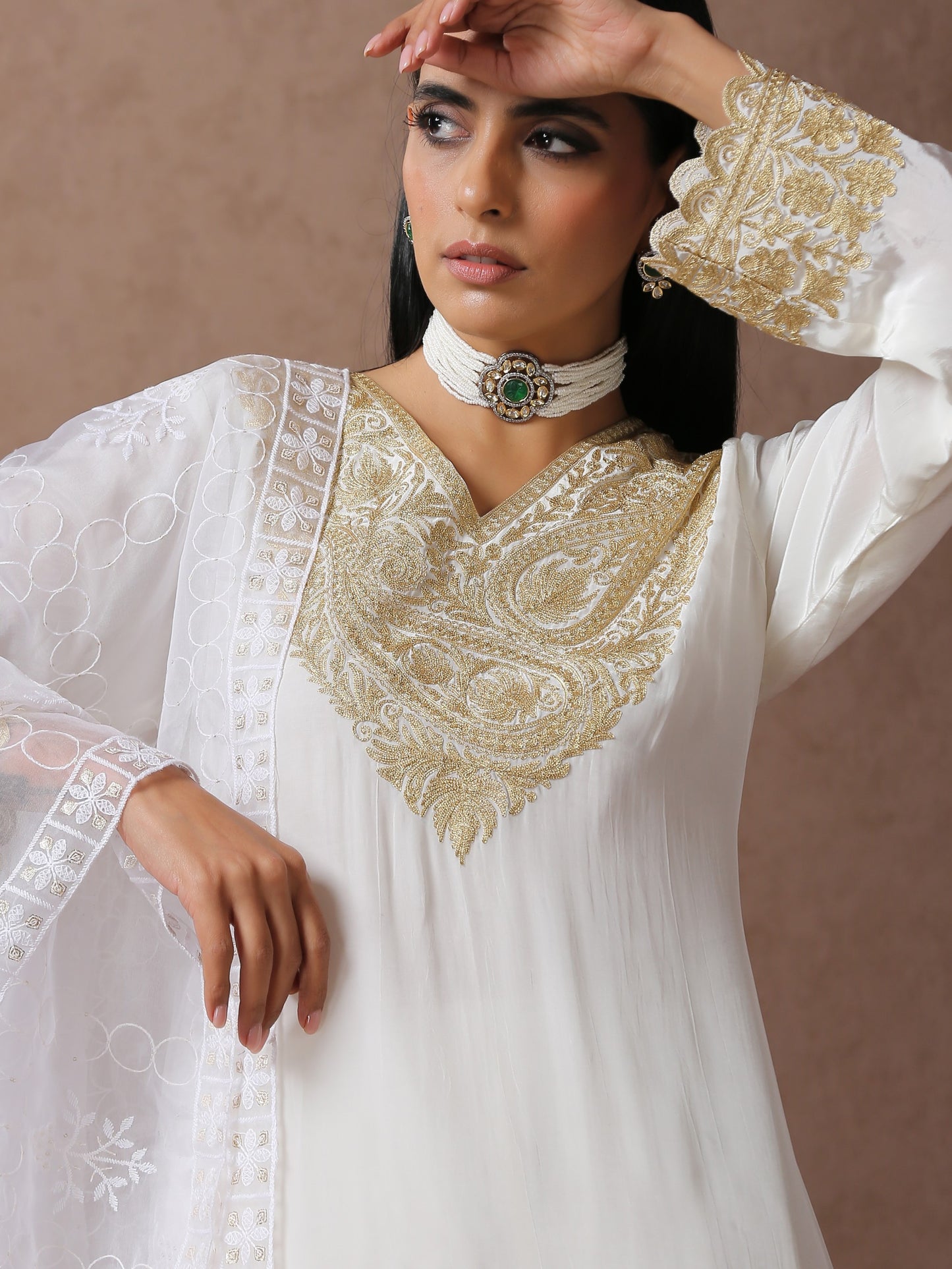 Jashn White Divider Suit Set