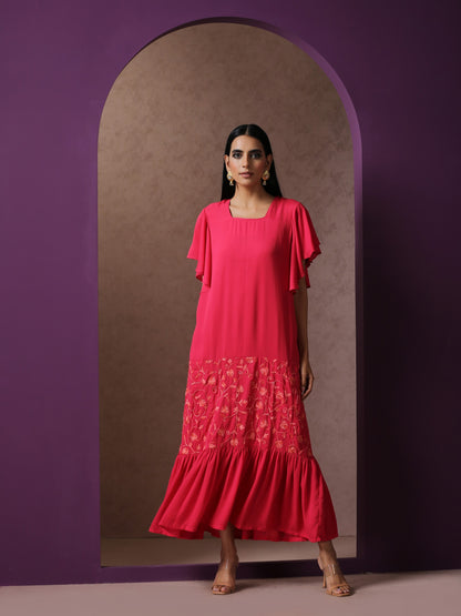 Bahaar Pink Frilled Dress