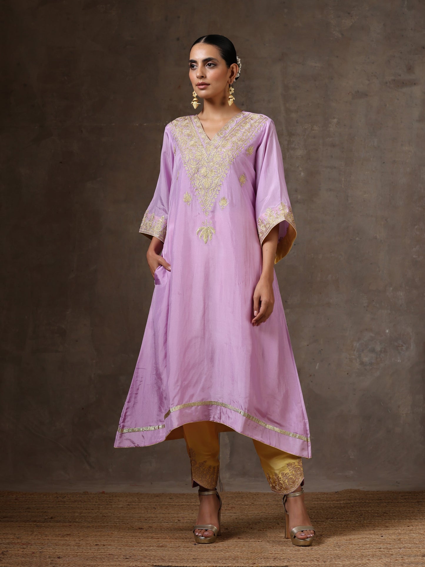 Aghaaz Purple & Lemon Kurta Set