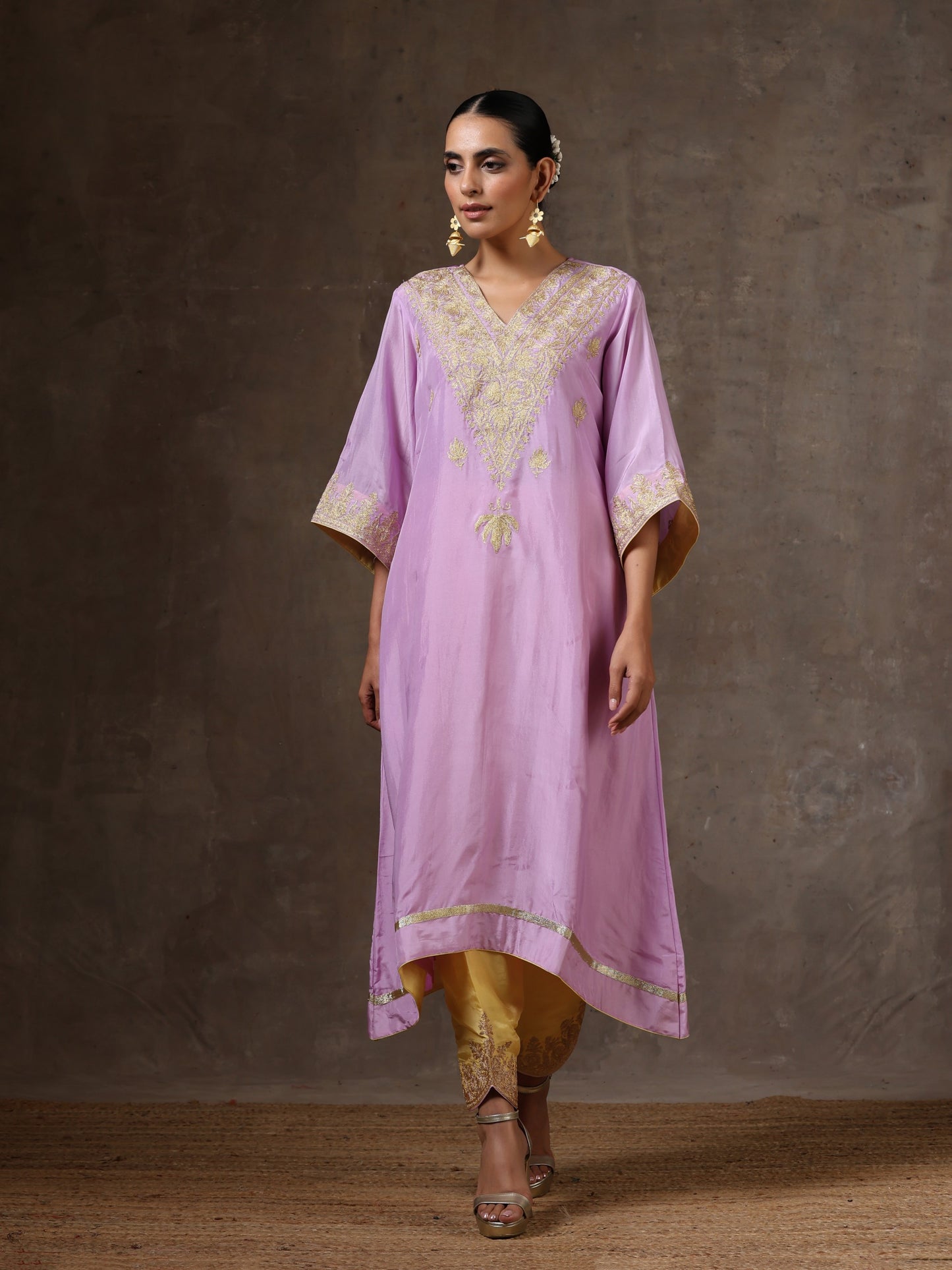 Aghaaz Purple & Lemon Kurta Set