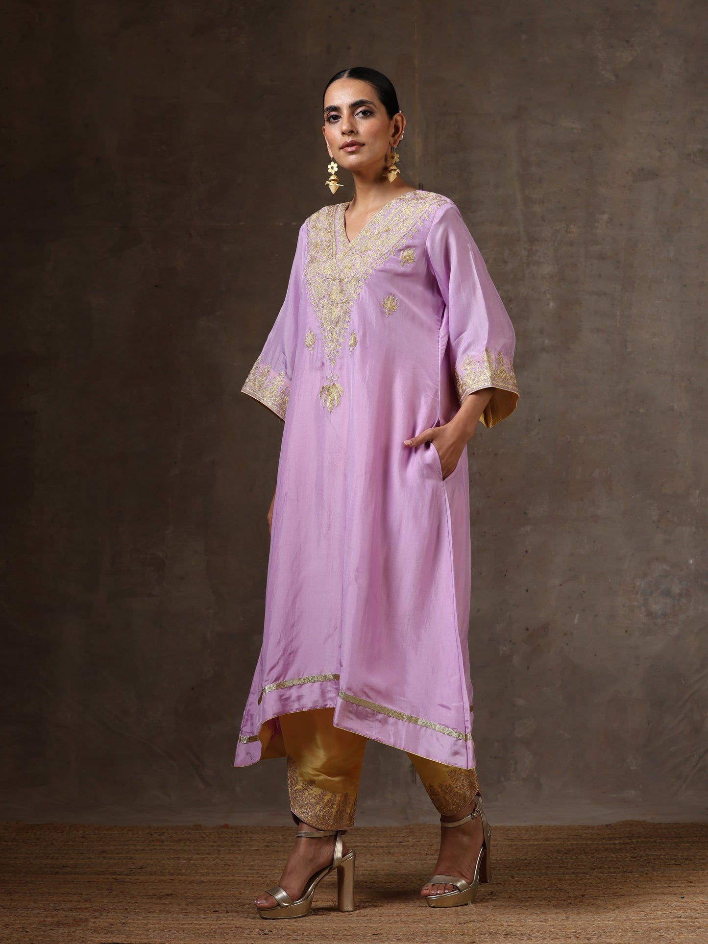 Aghaaz Purple & Lemon Kurta Set