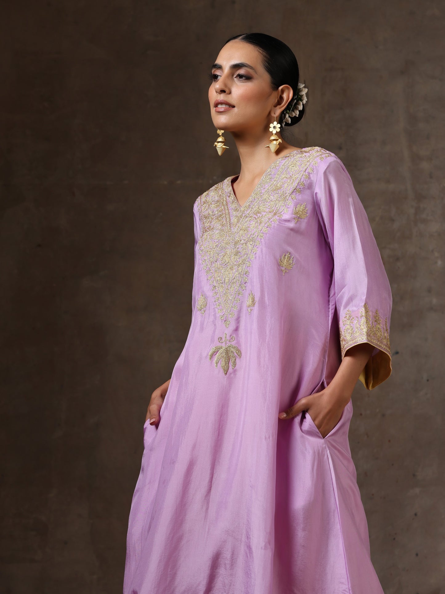 Aghaaz Purple & Lemon Kurta Set